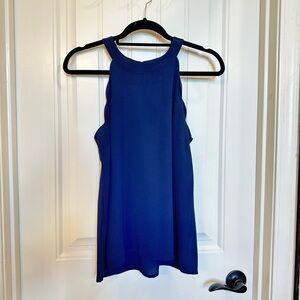 Navy Blue Scalloped Halter Top